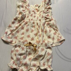 Nicole Miller Cream and Pink Floral Kids Matching Set